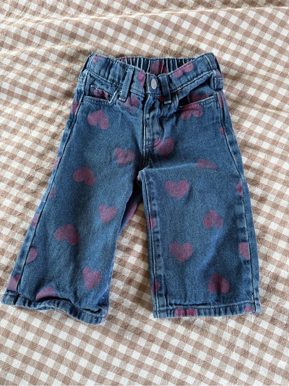 Old Navy Blue Denim Jeans with Pink Hearts